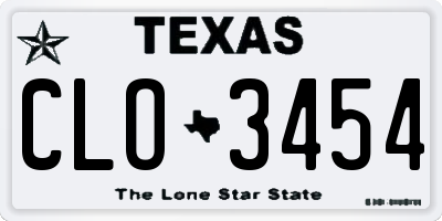 TX license plate CLO3454