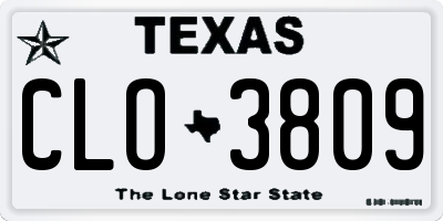 TX license plate CLO3809
