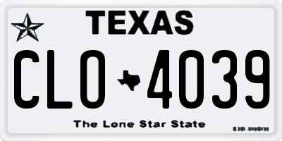 TX license plate CLO4039