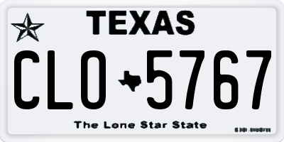 TX license plate CLO5767