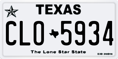 TX license plate CLO5934