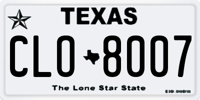TX license plate CLO8007