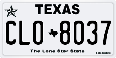 TX license plate CLO8037