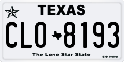 TX license plate CLO8193