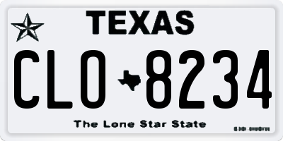 TX license plate CLO8234