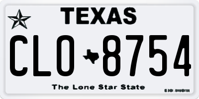 TX license plate CLO8754