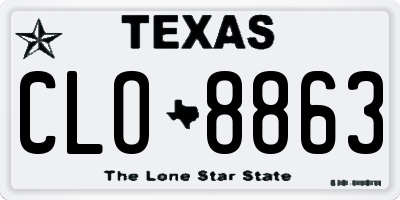 TX license plate CLO8863