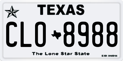 TX license plate CLO8988