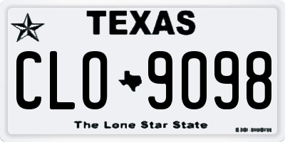 TX license plate CLO9098