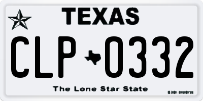 TX license plate CLP0332