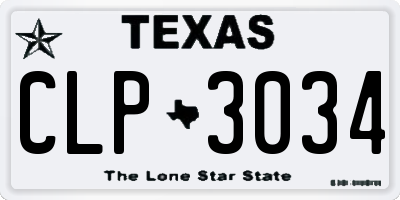 TX license plate CLP3034