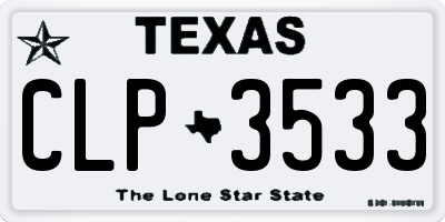 TX license plate CLP3533
