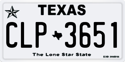 TX license plate CLP3651