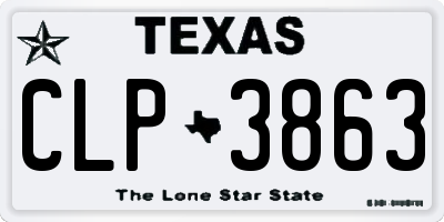 TX license plate CLP3863