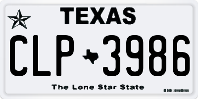 TX license plate CLP3986