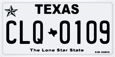 TX license plate CLQ0109