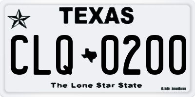 TX license plate CLQ0200