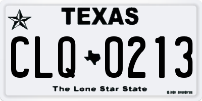TX license plate CLQ0213
