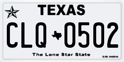 TX license plate CLQ0502