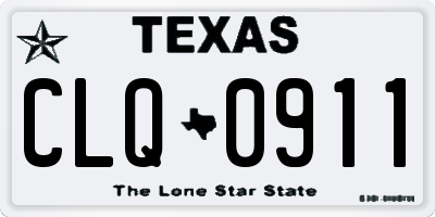 TX license plate CLQ0911