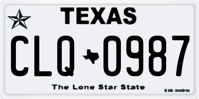 TX license plate CLQ0987