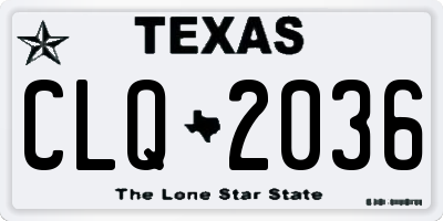 TX license plate CLQ2036