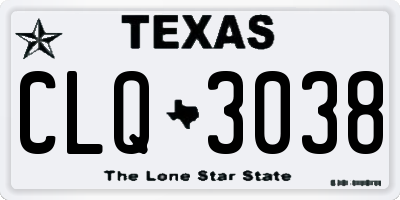 TX license plate CLQ3038