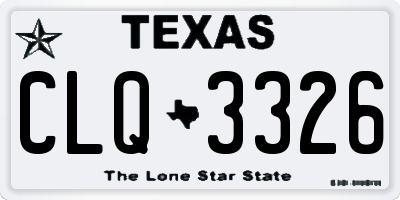 TX license plate CLQ3326