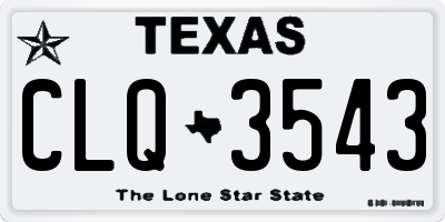 TX license plate CLQ3543