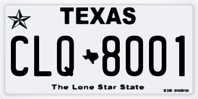 TX license plate CLQ8001