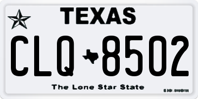 TX license plate CLQ8502