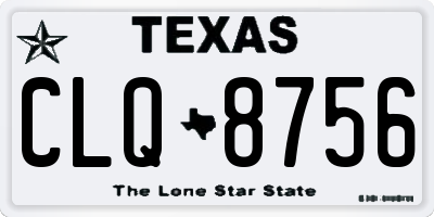 TX license plate CLQ8756