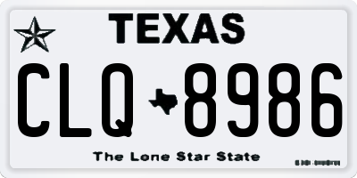 TX license plate CLQ8986