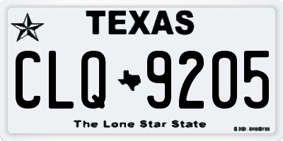 TX license plate CLQ9205