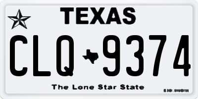 TX license plate CLQ9374