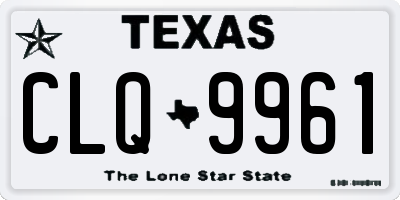 TX license plate CLQ9961