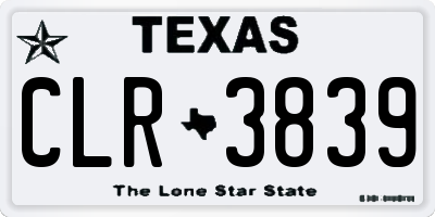 TX license plate CLR3839