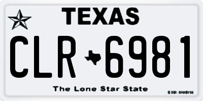 TX license plate CLR6981