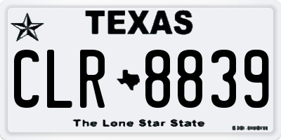 TX license plate CLR8839