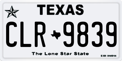 TX license plate CLR9839