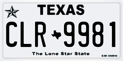 TX license plate CLR9981