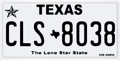 TX license plate CLS8038