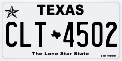 TX license plate CLT4502