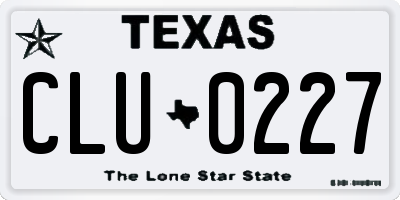TX license plate CLU0227