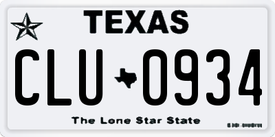 TX license plate CLU0934