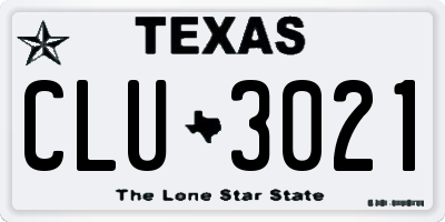 TX license plate CLU3021