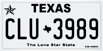 TX license plate CLU3989