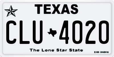 TX license plate CLU4020
