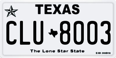 TX license plate CLU8003