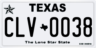 TX license plate CLV0038